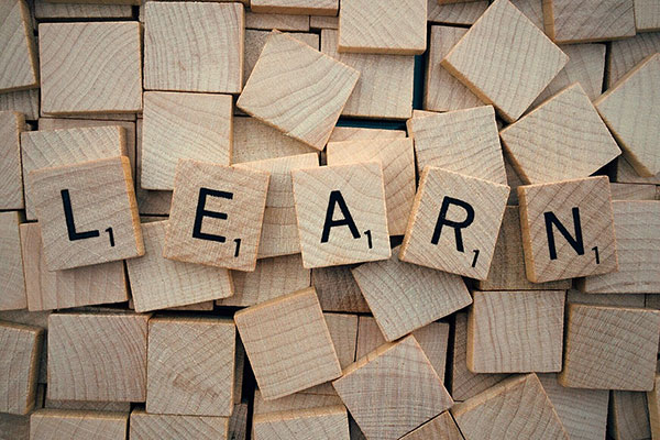 Wooden letters spelling the word Learn